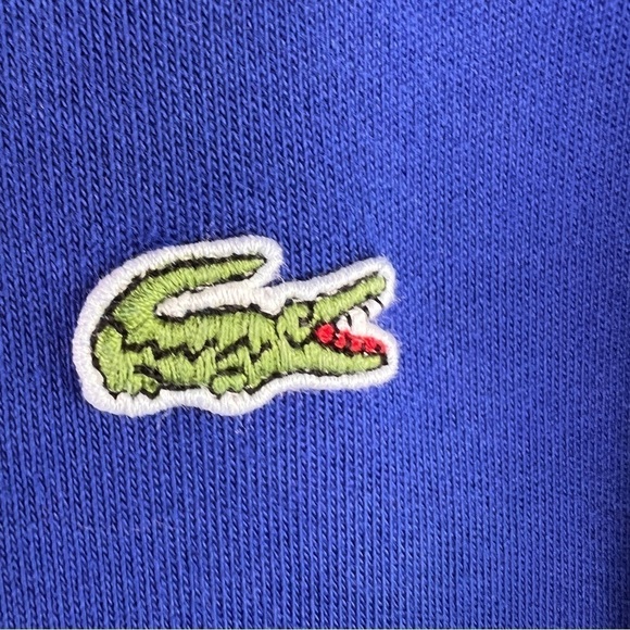 VINTAGE LACOSTE ¼ ZIP MEN’S PULLOVER. Blue w/green alligator logo. 100% Cotton - Picture 7 of 8